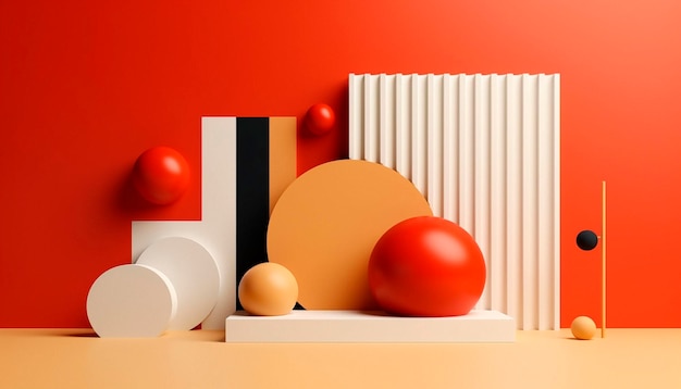 A red and orange background with a white radiator and a red ball.