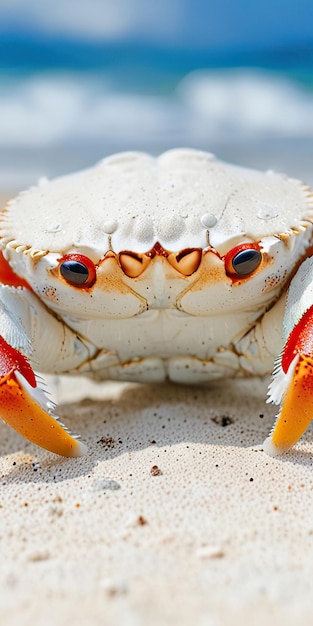 Photo a red and orange crab with a red eye and orange eyes