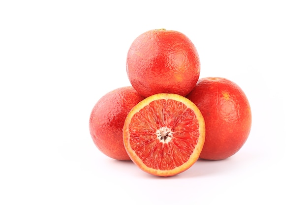 Red orange isolated on white background blood orange