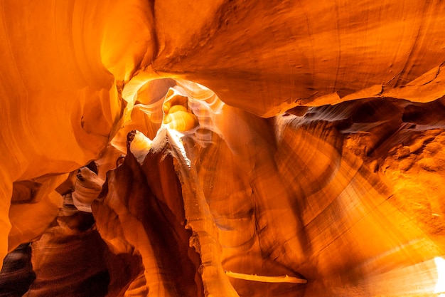 Red orange and purple textures in the Upper Antelope Canyon in the town of Page