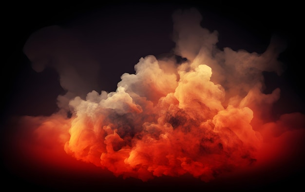 A red and orange smoke with a black background