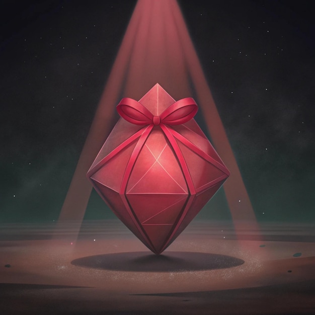 Photo a red ornament with a bow on it is shown in the middle of the night