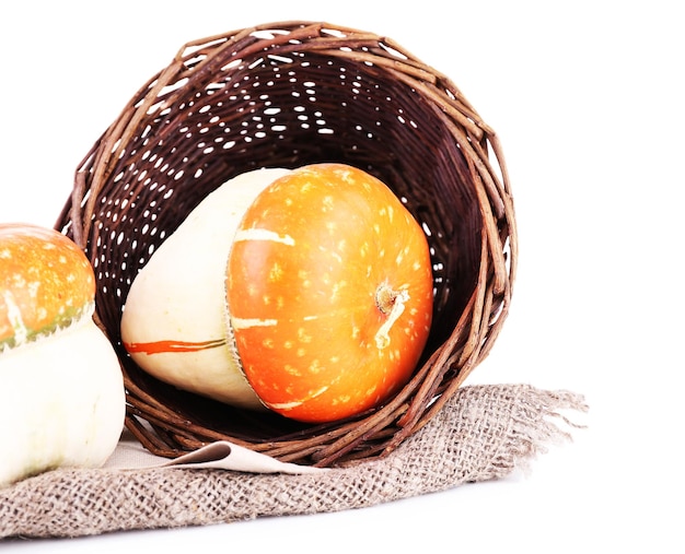 Red ornamental pumpkins isolated on white