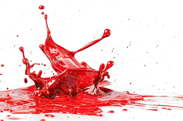 Red paint splashes on white background