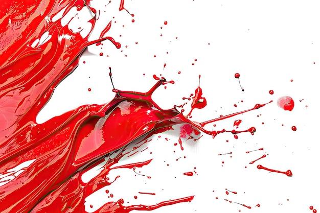 Red paint splashes on white background