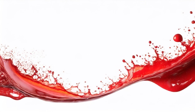 Red paint splashes on a white background