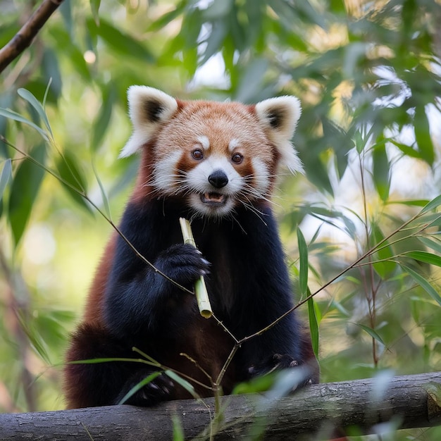 Photo red panda close up portrait in forest