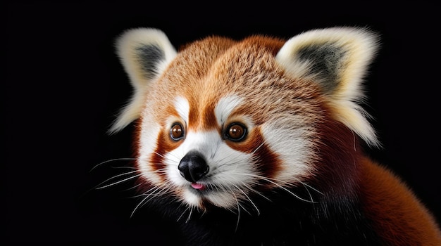 Red panda close up in the wild endangered