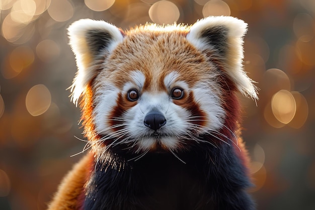 A red panda is looking at the camera