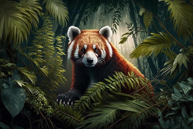 A red panda in the jungle