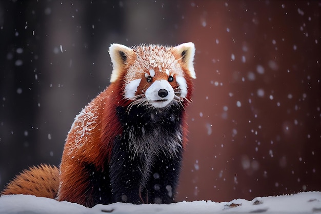 Red Panda in snow wintergenerative ai