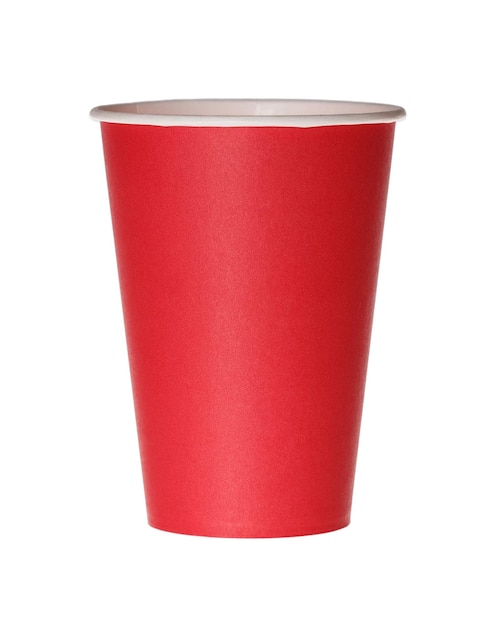 Red paper cup isolated on white