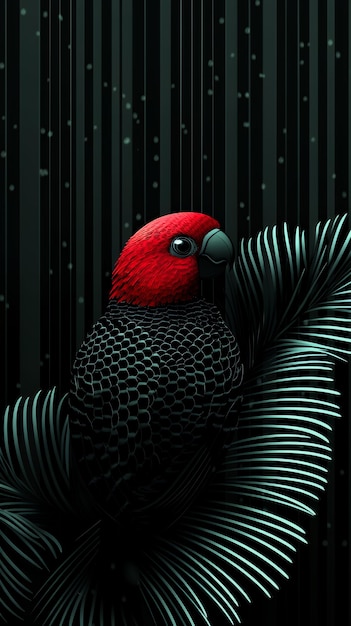 Red Parrot in a Black and White World