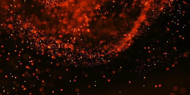 Photo red particle wave on black background