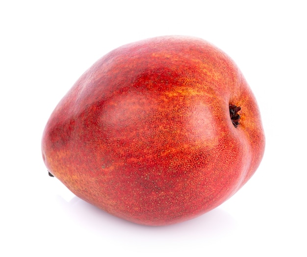 Red pear fruits isolated on white background