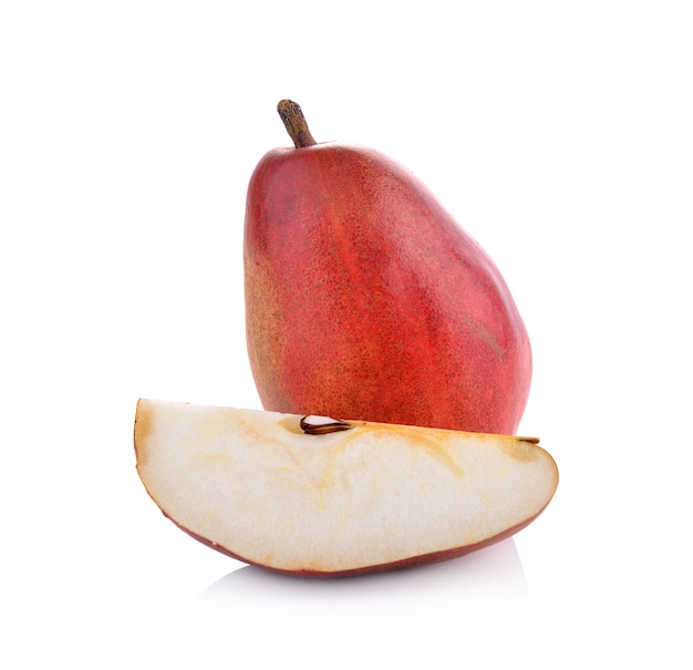 Red pears on white background