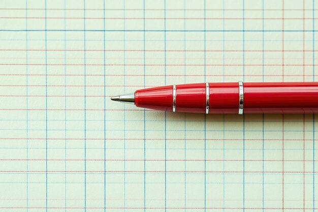 Photo red pen lying on a sheet of graph paper