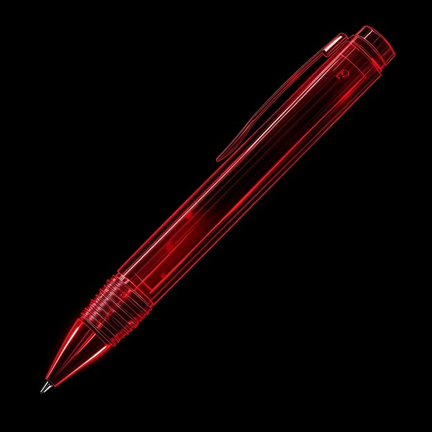 a red pen with a red cap on it is lit up