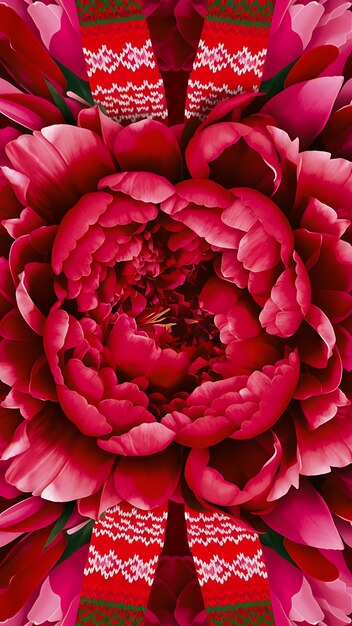 Photo red peony flower as abstract floral background for holiday branding design