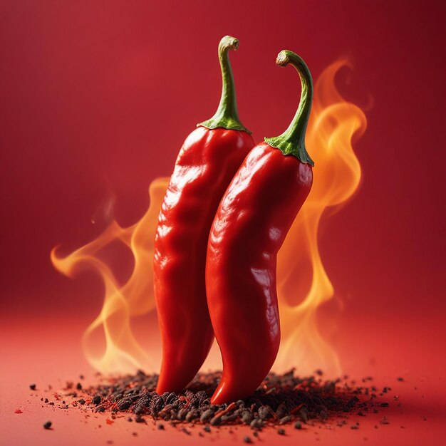 a red pepper is on a table with some spices