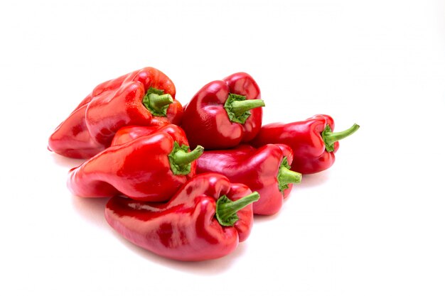 Red pepper on white background.