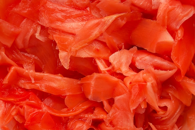 Red pickled ginger. Background