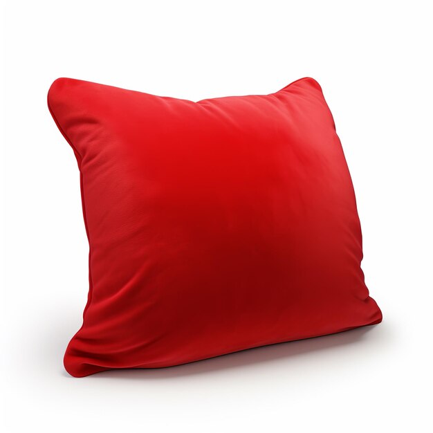 a red pillow with a white background and a red pillow that says  the word  on the bottom