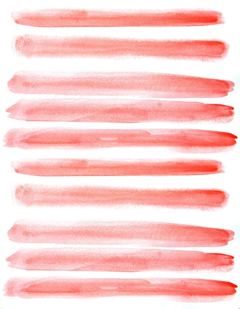 Red pin striped abstract background variable stripes watercolor hand painted horizontal line