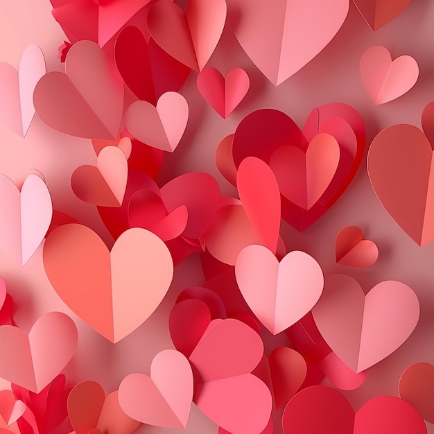 red and pink paper hearts love wallpaper