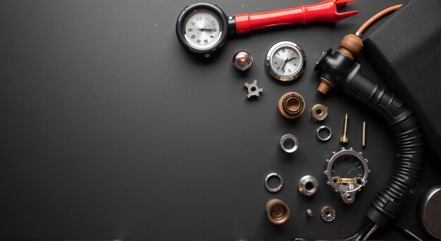 Photo a red pipe with a clock and a watch on it