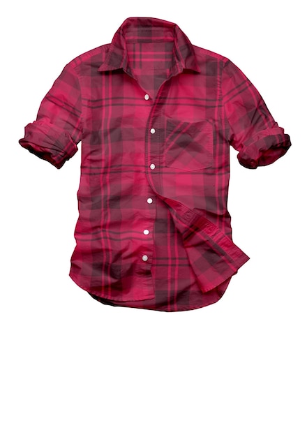 A red plaid shirt with a black stripe and the word flannel on it