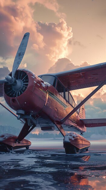 Photo a red plane with the words  the word  on the side