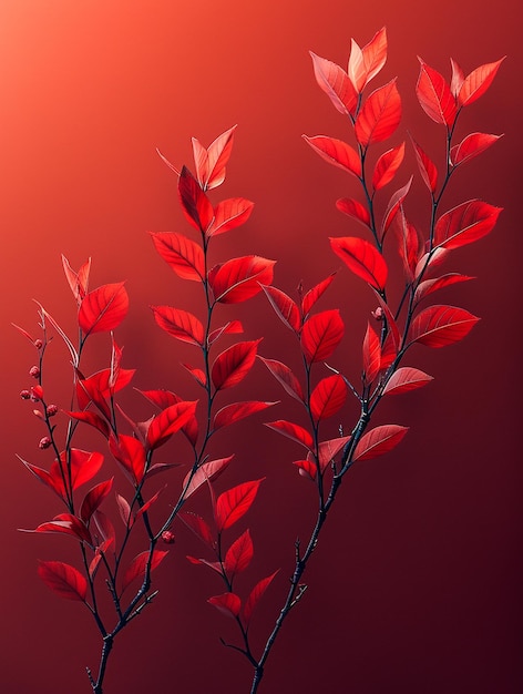 Photo a red plant with red leaves and red leaves against a red background