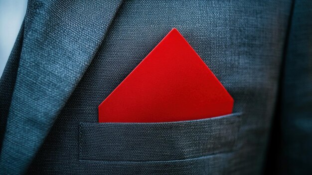 Photo red pocket square in grey suit