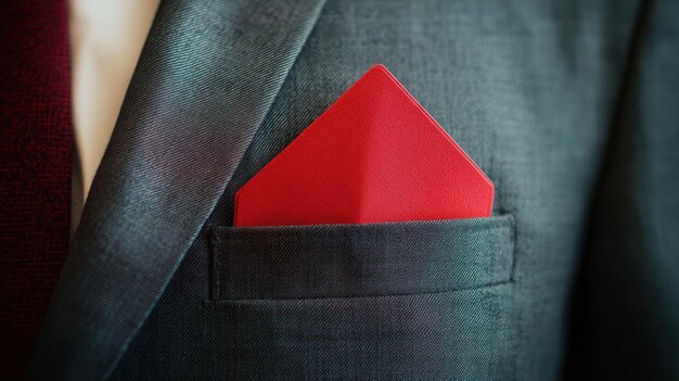 Photo red pocket square in a suit jacket