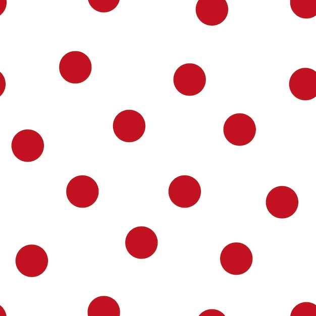 Red polka dots on white background seamless pattern