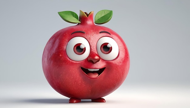 Photo a red pomegranate with eyes and eyes