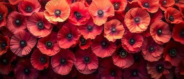 Red poppy flowers closeup Natural romantic ultrawide premium background