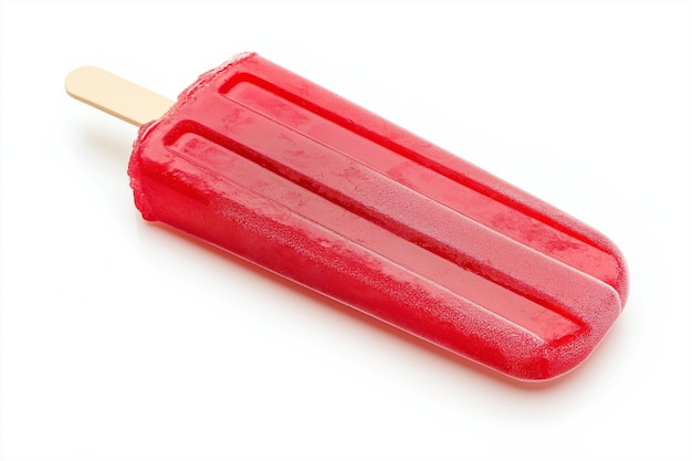 Red popsicle ice cream on a wooden stick isolated on background