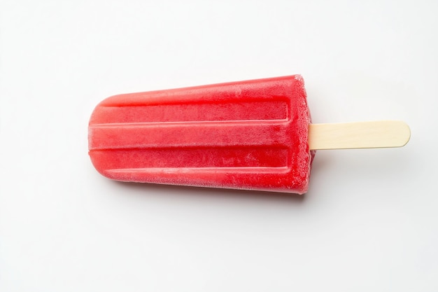 Red popsicle ice cream on a wooden stick isolated on background