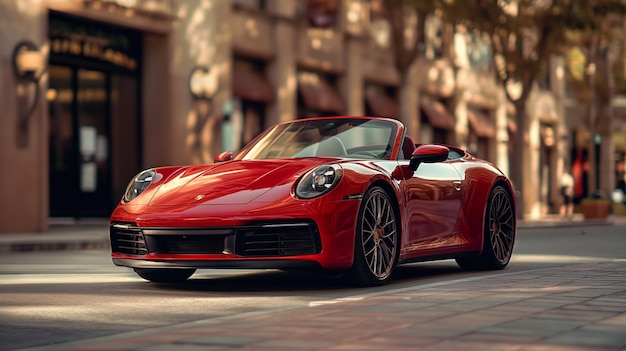 A Red Porsche 911 Parked on a City Street