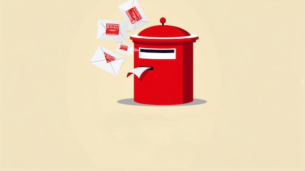 Red post box with letters in it World post day concept template for background banner card poster