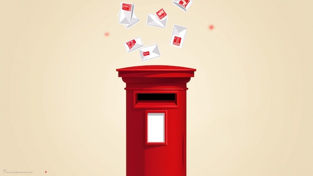 Red post box with letters in it World post day concept template for background banner card poster