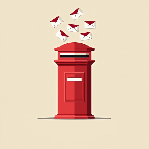 Red post box with letters that say World post day concept template for background banner card poster