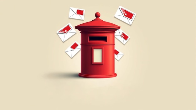 Red post box with letters that say World post day concept template for background banner card poster