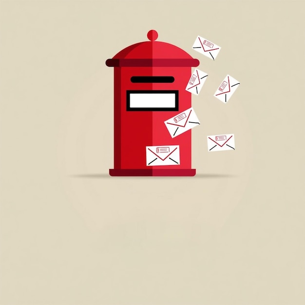 Red post box with letters that say World post day concept template for background banner card poster