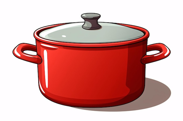 a red pot with a lid