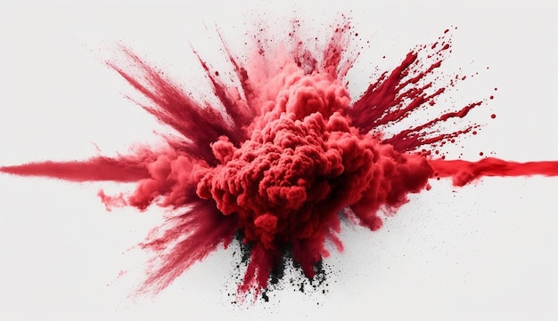 Red powder explosion isolated white background image ai generated art