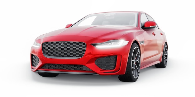 Red Premium sports sedan 3D illustration