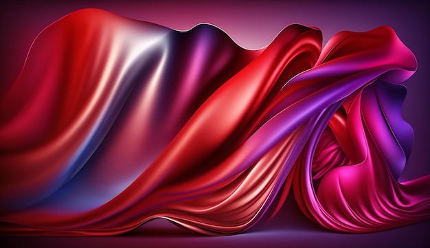 Red and purple silk fabric with a white background